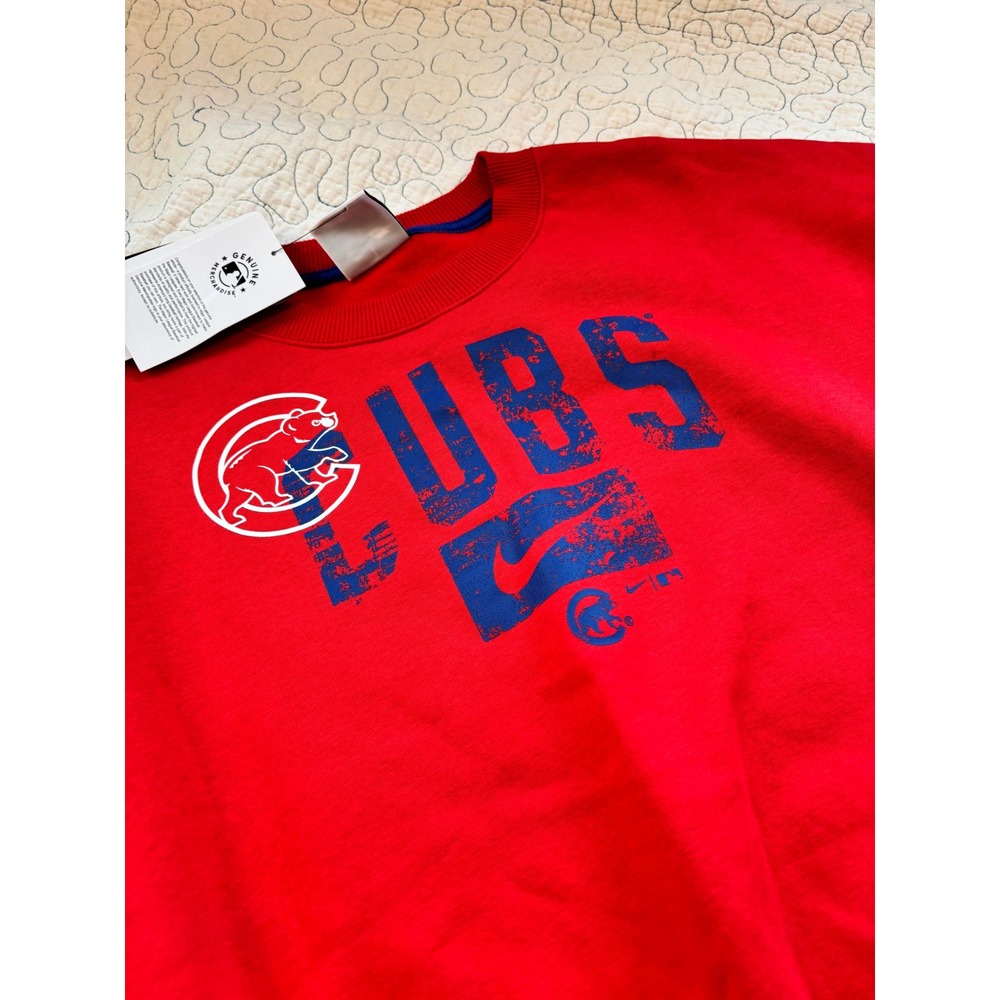 Nike Chicago Cubs Womens Red Crew Neck Cropped Sweatshirt Size S - Picture 3 of 6